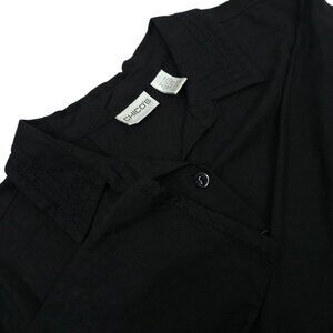 Chicos Button Front Shirt Womens 3 US XL/16 Linen Blend Long Sleeve Black